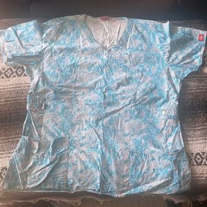 Snakeskin Print Scrub Top